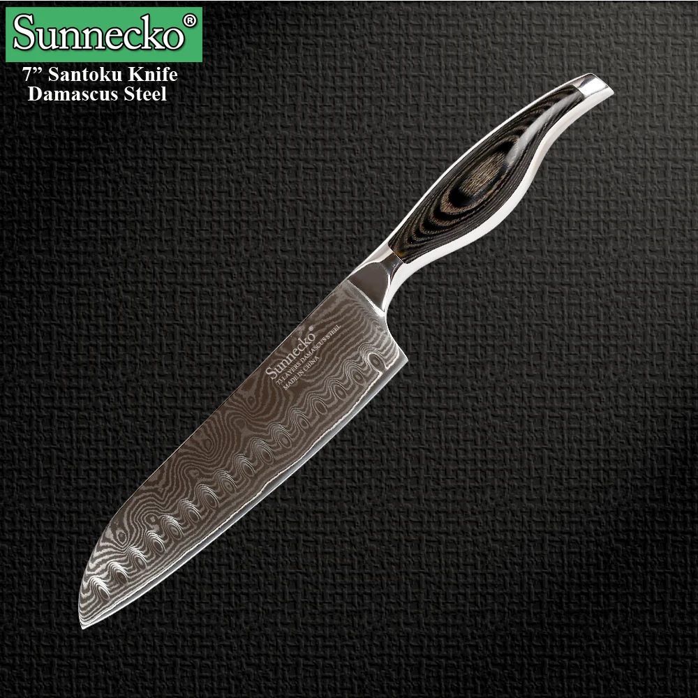 SUNNECKO 7" Santoku Knife High Quality Kitchen Knives 73 Layer Japanese