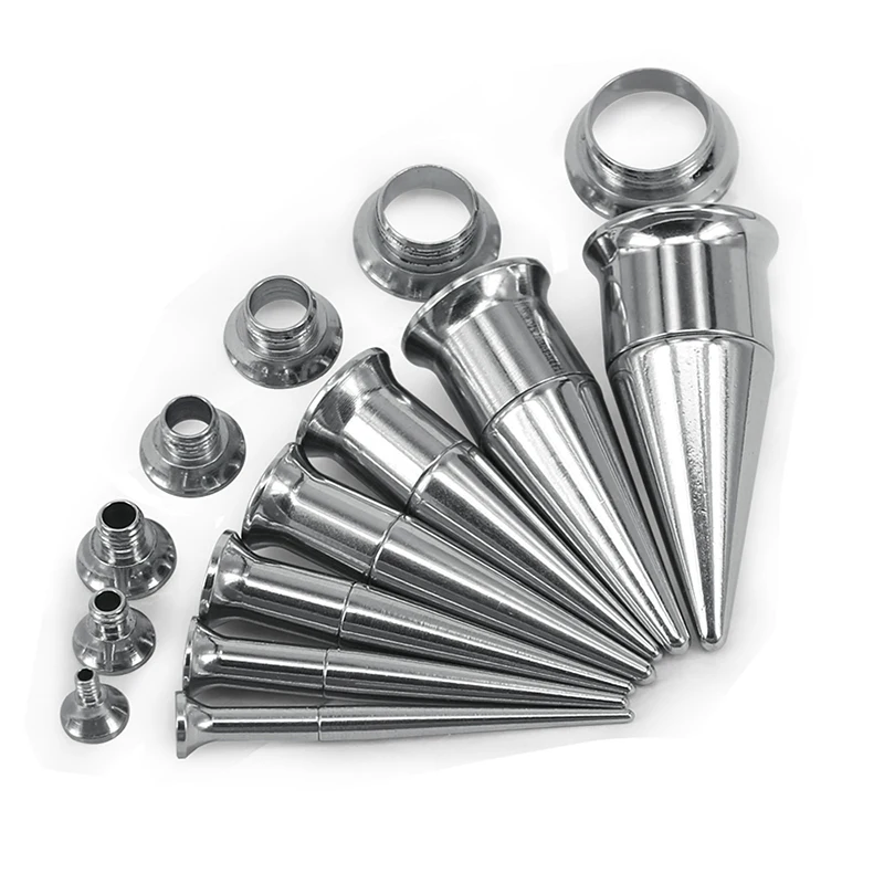 Trendy Double Flared Ear Plug Tunnel Stainless Steel Screwed Ear Tapers
