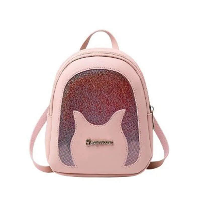 #*Cheap 2019 Women Bags Transparent Sequins Backpack PU Waterproof Bags High Capacity Multifunction Fox Student Backapck