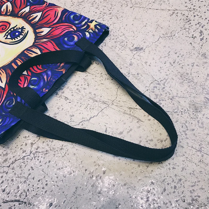 Menghuo Original Design New Tarot Canvas Handbags Printed Bags Beach Bags Large Capacity Tote Women Casual Shopping Bags Bolsa (49)
