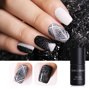 

NICOLE DIARY 6ml Top Coat Gel Polish Glitter Coloful Laser Paillette Soak Off UV Gel Nail Polish
