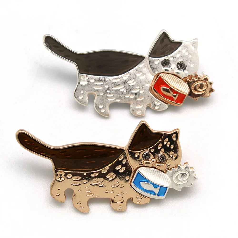 

Cute Cartoon Cat Crystal Enamel Brooches For Women Men Pins Wedding Christmas Lapel Pins Brooches Jewelry Accessory gift
