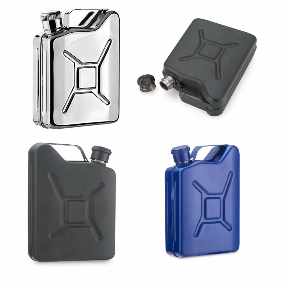 Drinkware hot sliver or  Arm Green  or Blue 100% 18/8 Stainless Steel Jerry Can Hip Flask  or Oil flask with free funnel Drinkware for kid