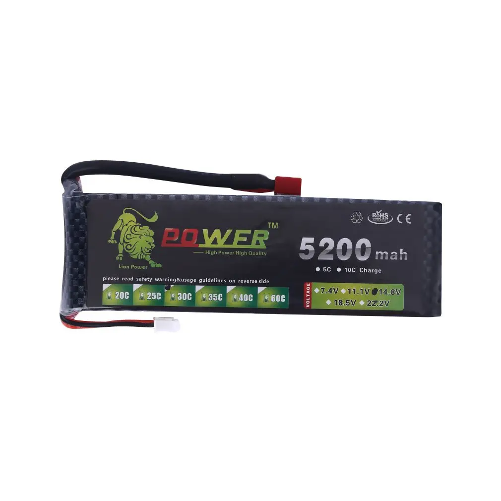 

A+ Lion 14.8V 4S 5200mah 30C Lipo Battery Power for RC Helicopter Plane Car