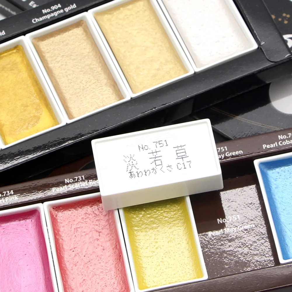 Online JIANWU Japan kuretake ZIG Shiny edelstein perle 6 farben Tragbare kunst malerei Aquarell solide pigment aquarell Pulver