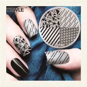

YZWLE 1 Sheet Stamping Nail Art Image Plate, 5.6cm Stainless Steel Template Polish Manicure Stencil Tools (YZWLE-18)