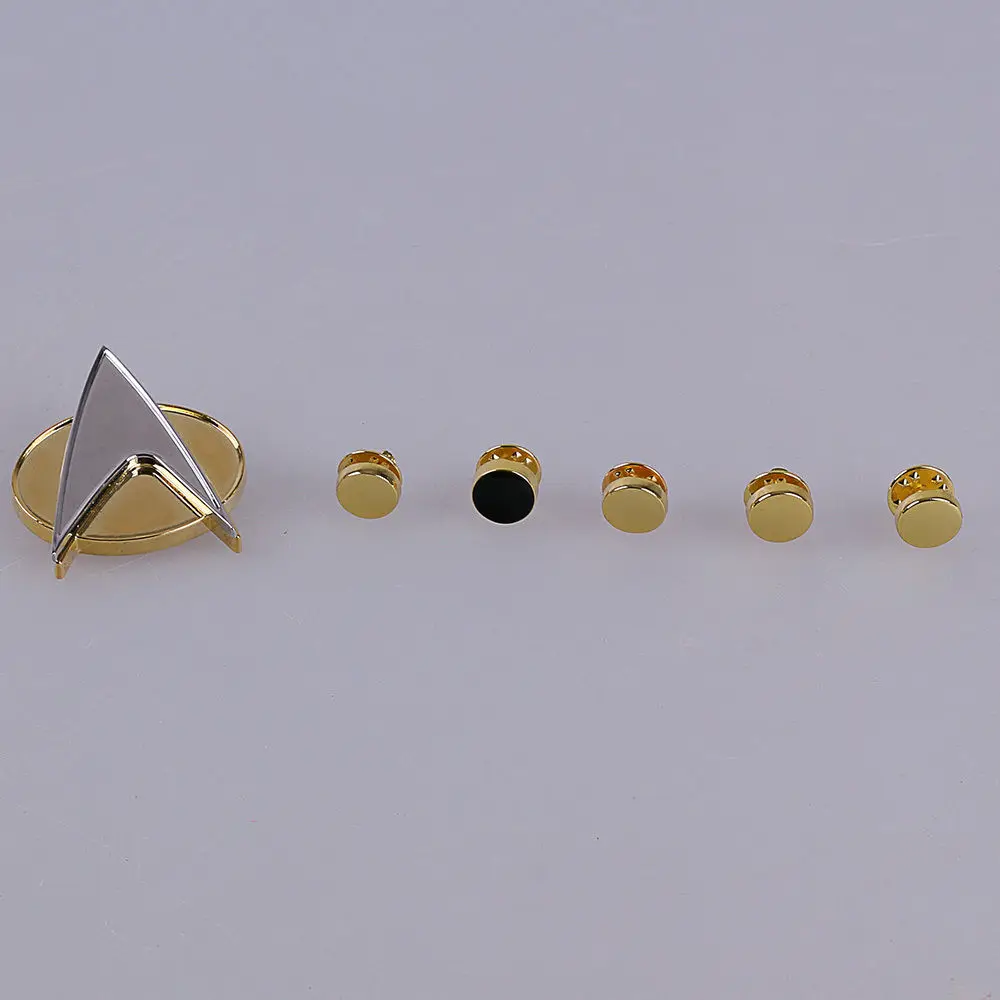 Star Trek Next Generation Metal Communicator Pin /& Rank Pip Set of 6 Gift Box