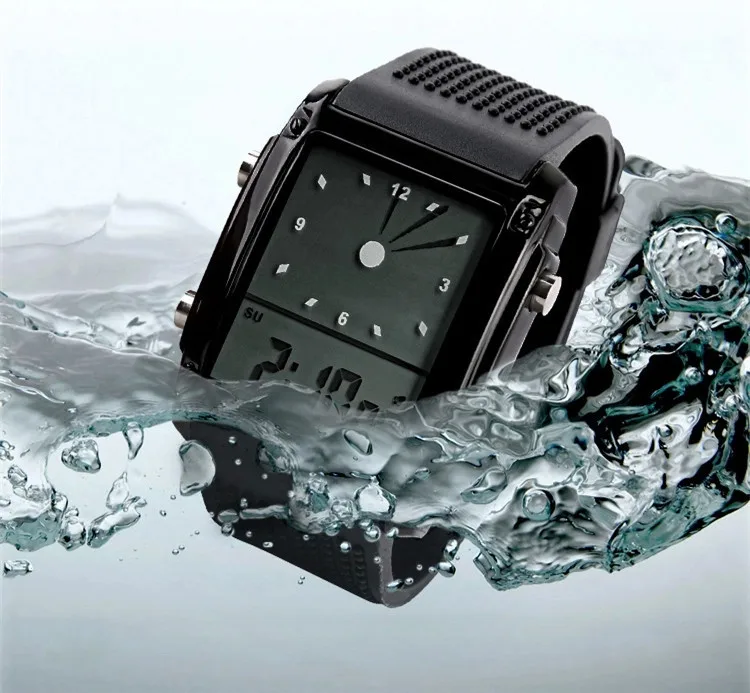 Новая мода Для мужчин винтажные часы Для мужчин спортивные часы с двумя часовыми поясами светодиодный цифровые часы светодиодный Красочные Подсветка светящиеся часы reloj