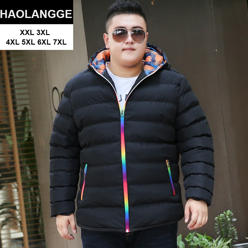 

HAOLANGGE Brand Clothing Plus Size 3XL 4XL 5XL 6XL 7XL 8XL Can 140kg Men Winter Dress Hooded Collar Parka and Jacket 116