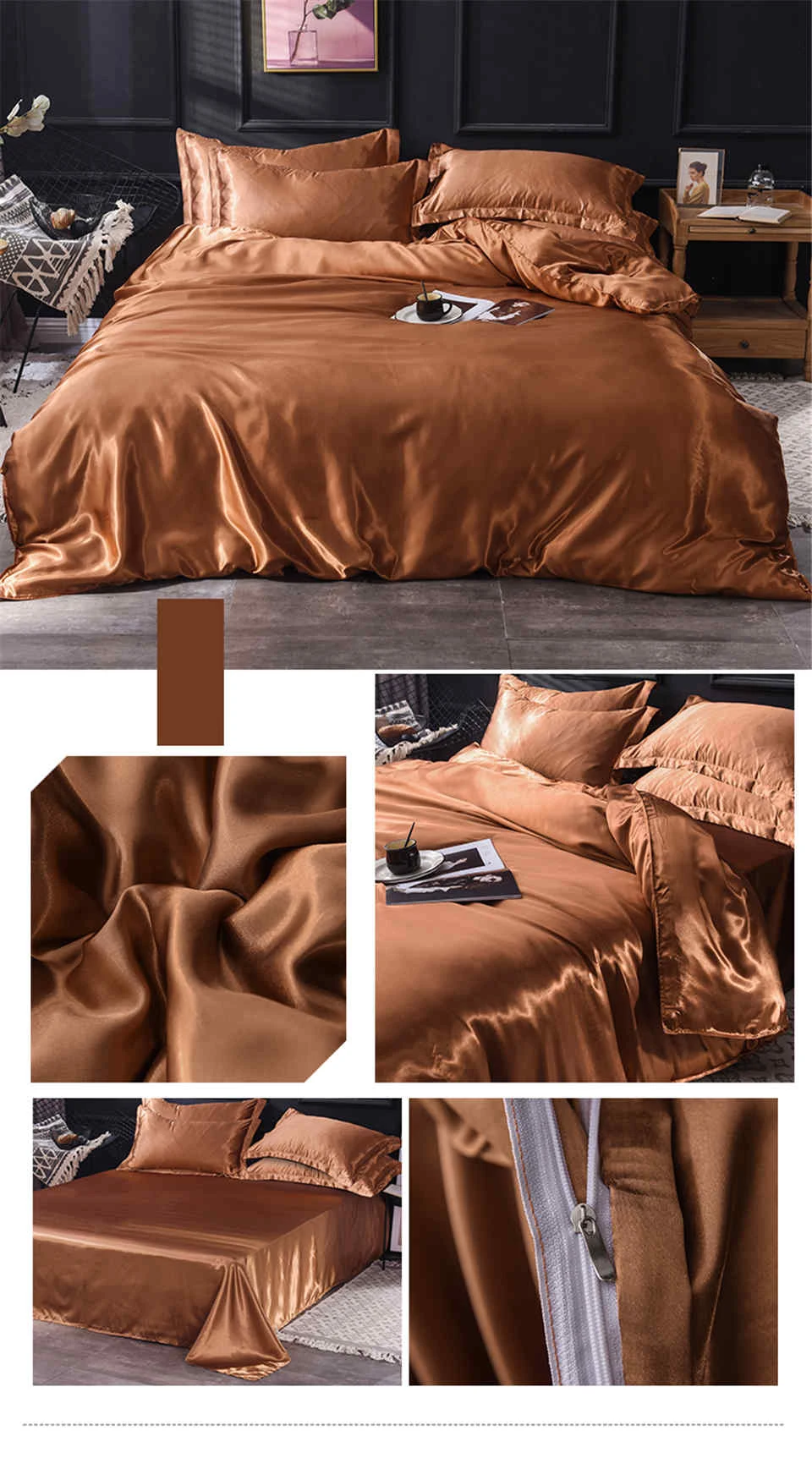 Slowdream Luxury Purple Stain Silk Bedding Set Silky Queen King Bed Set Bedclothe Duvet Cover Queen King Sheet Pillowcase