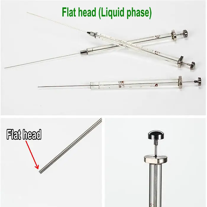 seringa com cabeça plana para a fase líquida