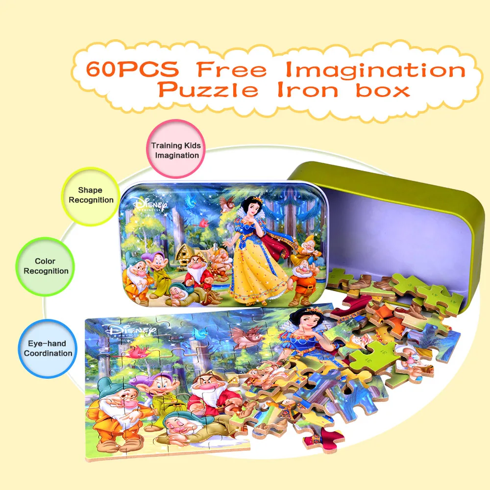 

60 pcs/set Wooden Puzzle Cartoon Toy 3D Wood Puzzle Iron Box Package Jigsaw Puzzle for Child Educational Montessori Wood