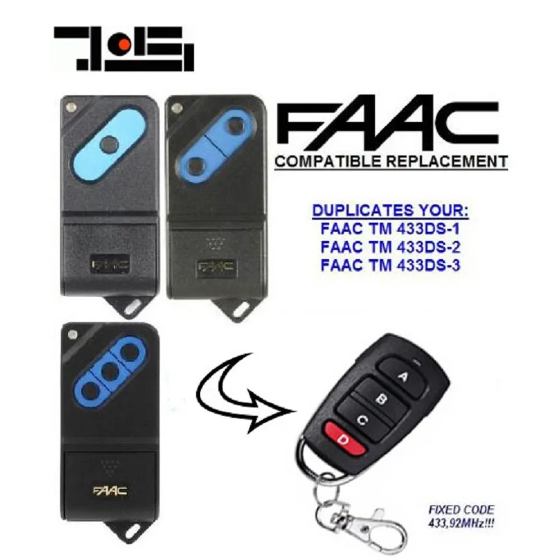

FAAC TM1 433 DS, TM2 433 DS, TM3 433 DS garage door remote control