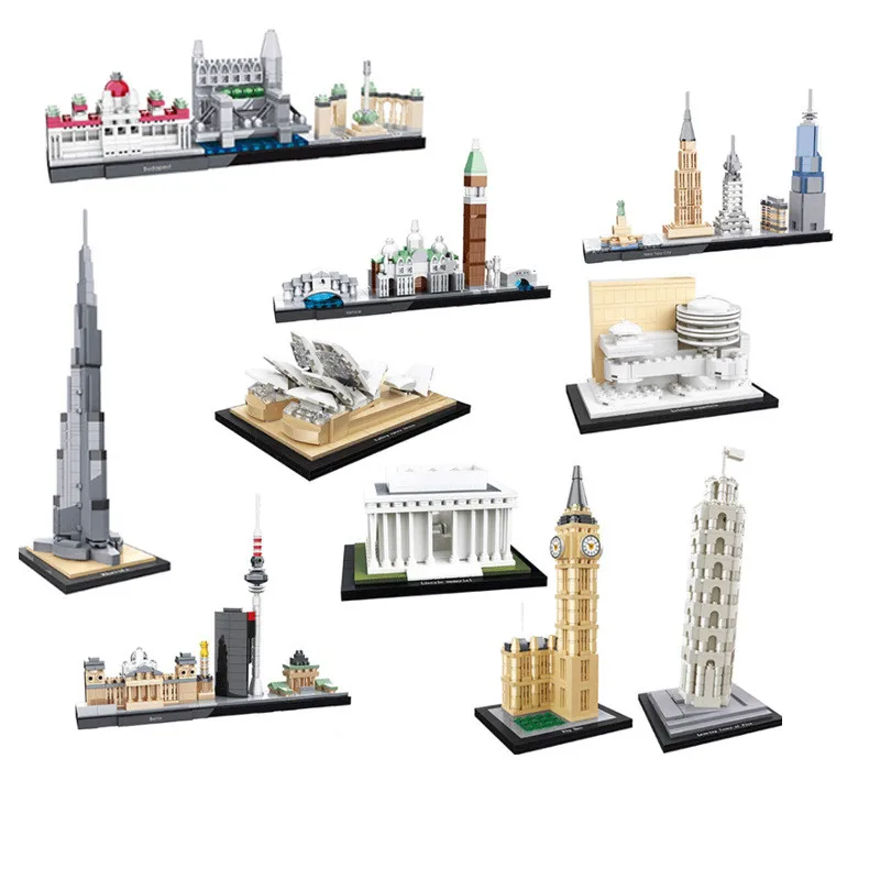 

NY City Architecture Blocks Flatiron Building Famous Model Sydne Budapest Building Set Bricks Kids Gift Toy Compatible Legoings
