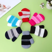 Детские вязаные эластичные варежки милые зимние теплые детские перчатки для мальчиков и девочек