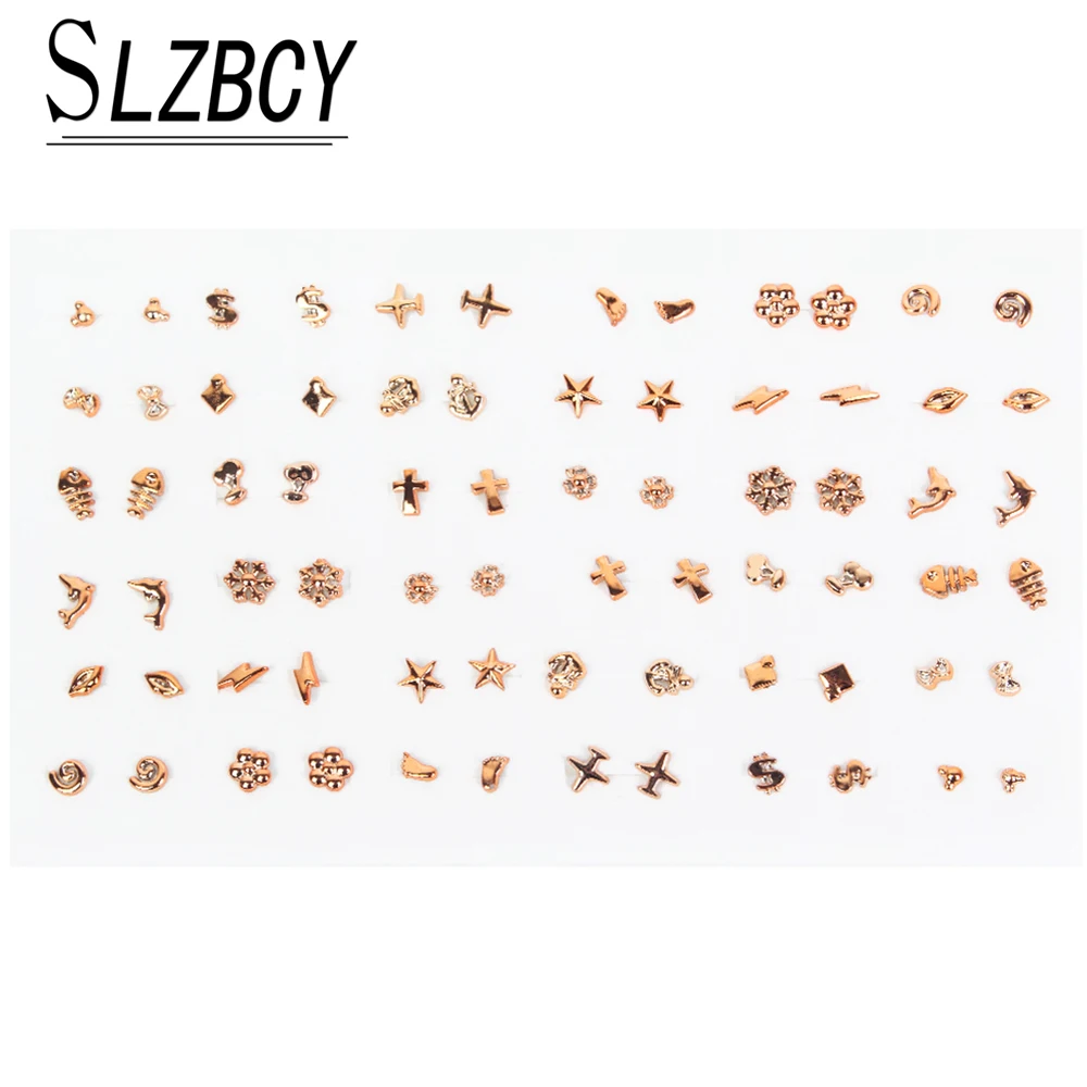 

36pairs/set Gold Silver Color Small Stud Earrings Sets For Women Girls Metal Alloy Geometric Star Round Earring Jewelry Brincos