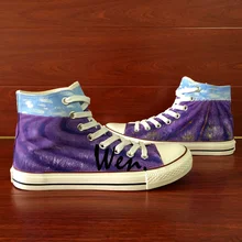 Вэнь Дизайн Пользовательские Ручная роспись обувь Лаванда подарки на день рождения для женщин девочек Фиолетовый Высокий Верх холщовые кроссовки