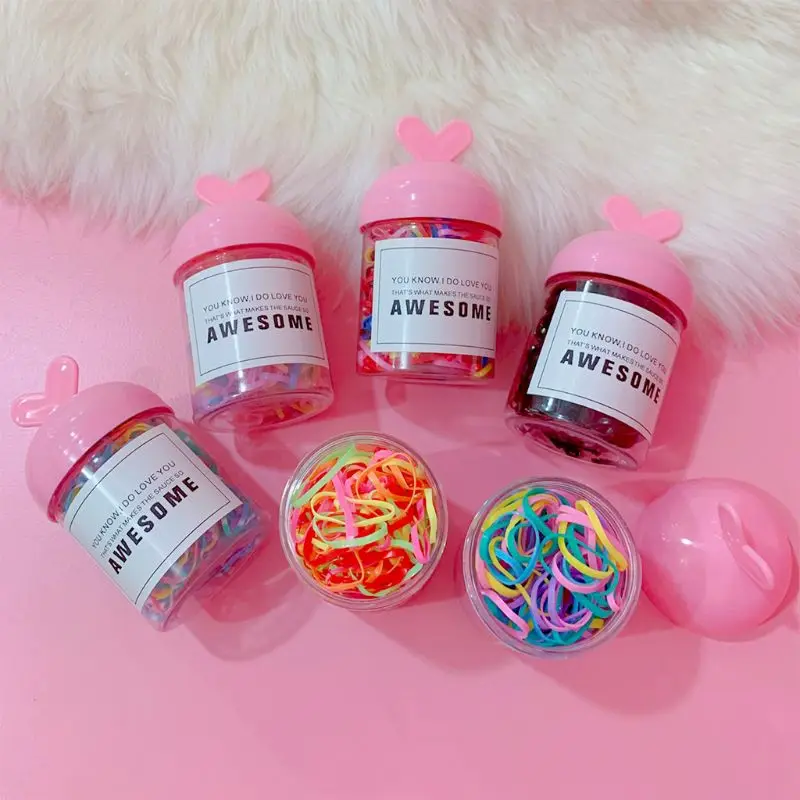 Children Baby Girls Elastic Rubber Band Sweet Macaron Candy Color Hair Ropes Colorful Mini Ponytail Holder Tie Gums Rings With C