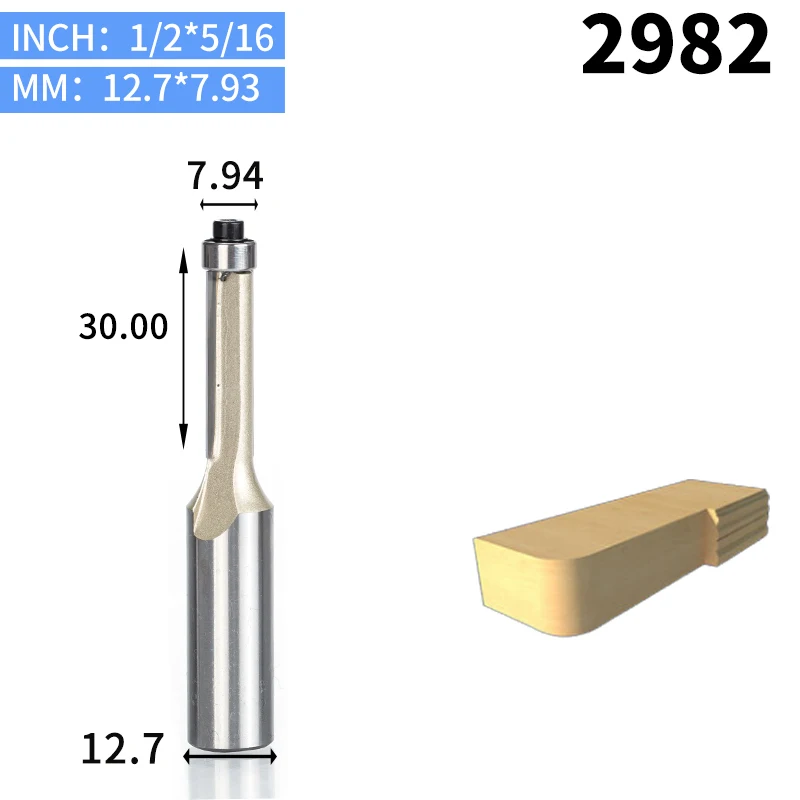 HUHAO 1 шт. 1/" 1/2" хвостовик заподлицо фрезы для дерева обрезные фрезы с подшипник, деревообрабатывающий инструмент Концевая фреза - Длина режущей кромки: 2982