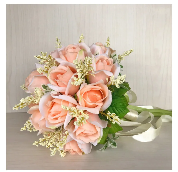 white pink silk flowers bridesmaids bridal Wedding Bouquets rose flowers (11)