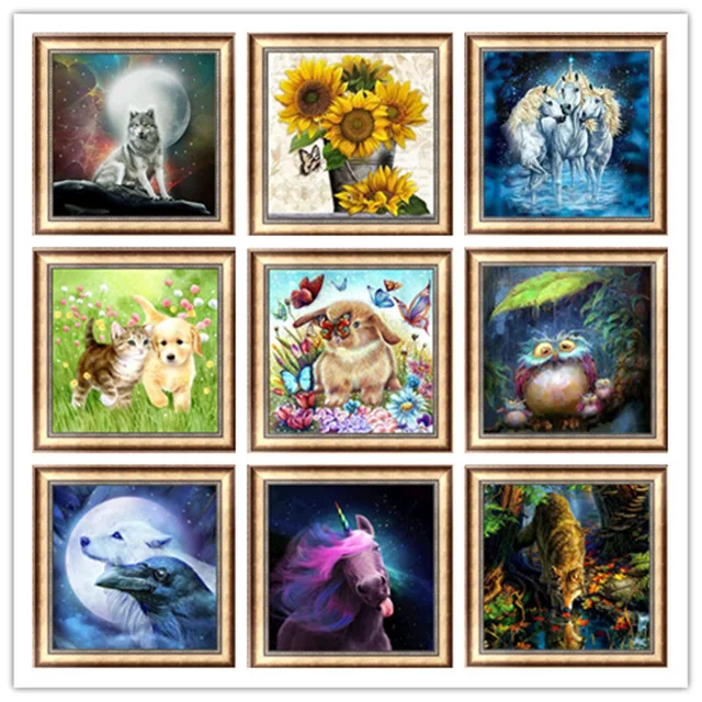 

5d diamond painting cartoon cute animal round diy mosaic picture embroidery pattern handmade