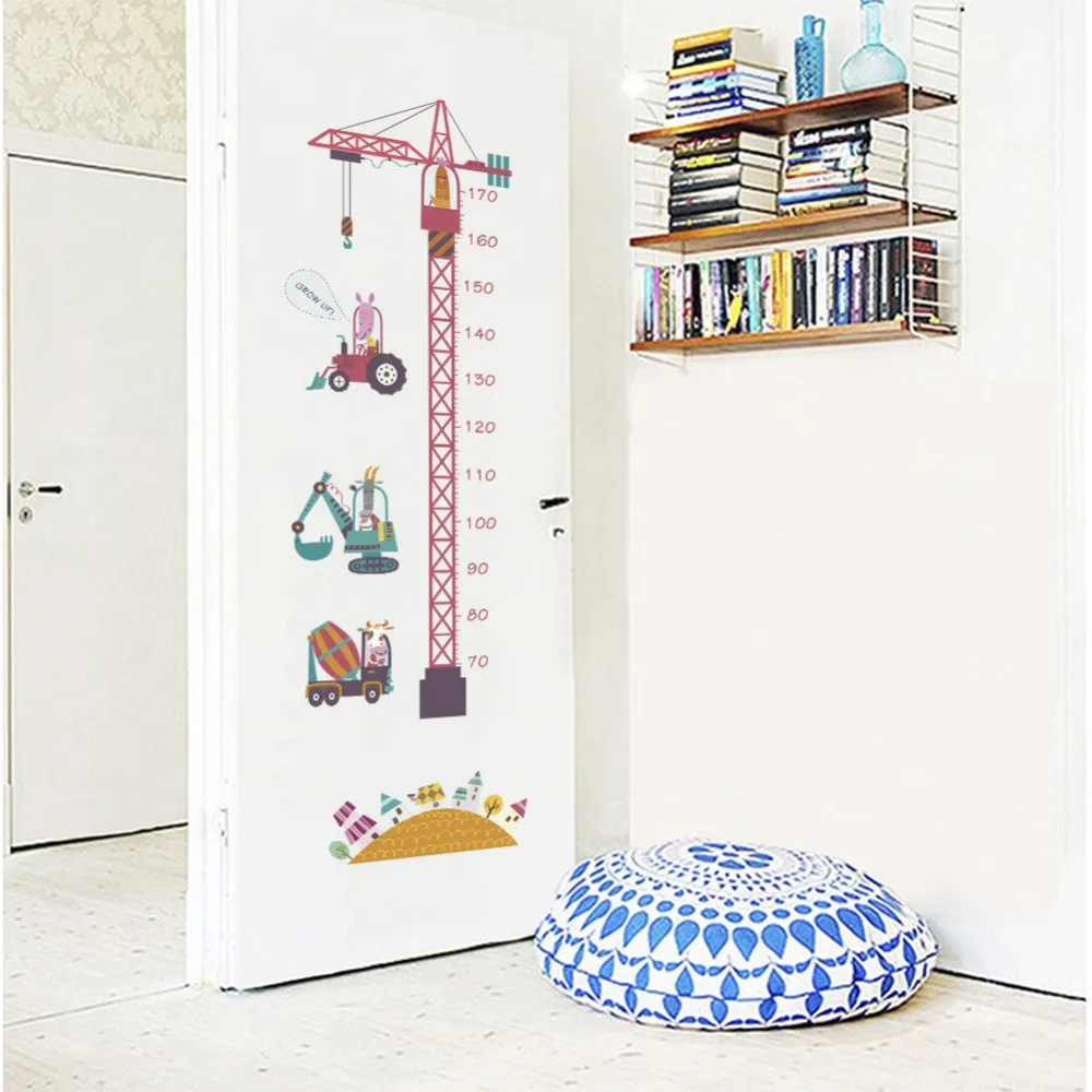 

Removable Height Chart Measure Wall Sticker Decal for Kids Baby Room Tower crane forklift