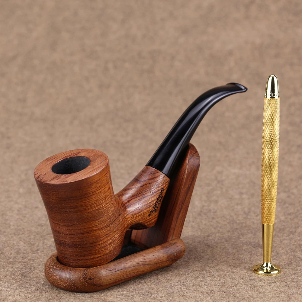 Buy High Quality Tobacco Pipe Set Wood Stand Gold