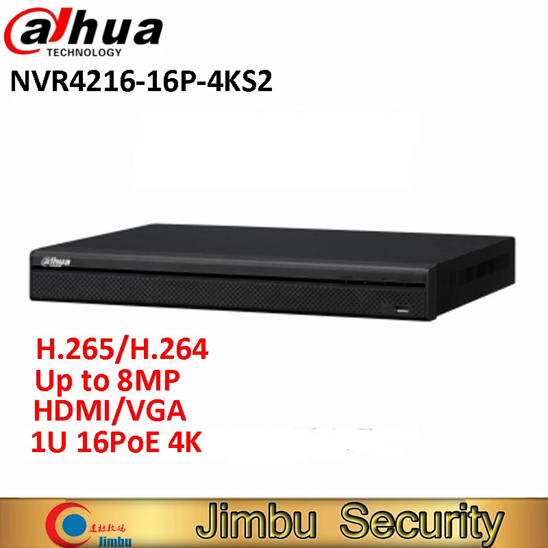 Оригинал Dahua 16CH NVR 1U 16PoE 4 К H.265 Lite Сетевой Видео Регистраторы NVR4216-16P-4KS2 8MP Разрешение