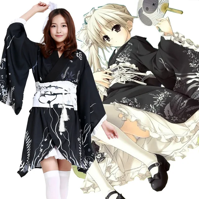 Anime Yosuga No Sora Kasugano Sora Yukata Cosplay Costume Full Set