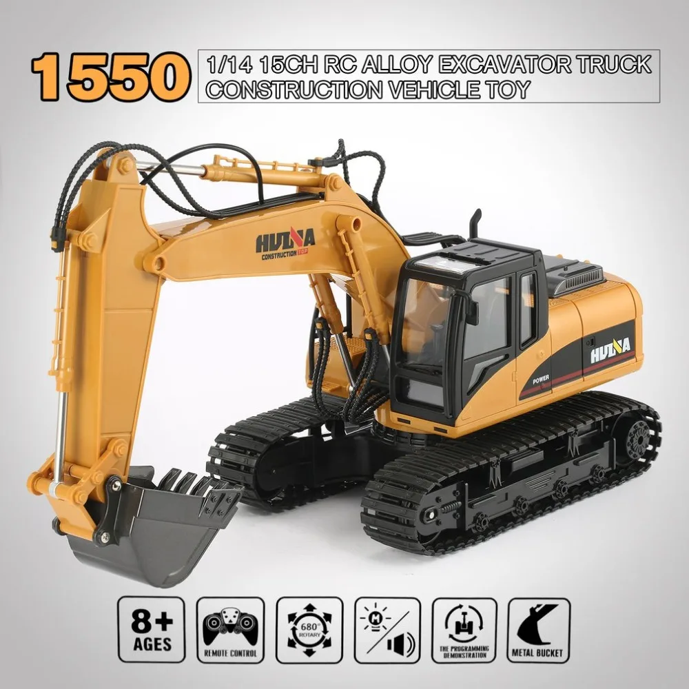 HUINA 1550 1/14 15CH вращающийся на 680 градусов ковш из сплава RC экскаватор строительный автомобиль игрушка в подарок с холодным звуком/светильник