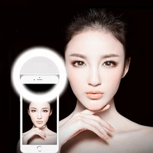 유니버설 selfie led 링 플래시 라이트 휴대용 휴대 전화 led selfie 램프 빛나는 반지 클립 아이폰 x 8 7 6 플러스 삼성(China)