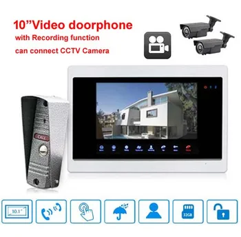 

XINSILU New Arrival 10.1 inch Luxury Video Door Phone Touch-Key Monitor w/t SD Card Slot,Can Connect 2-Way CCTV Camera 1V1