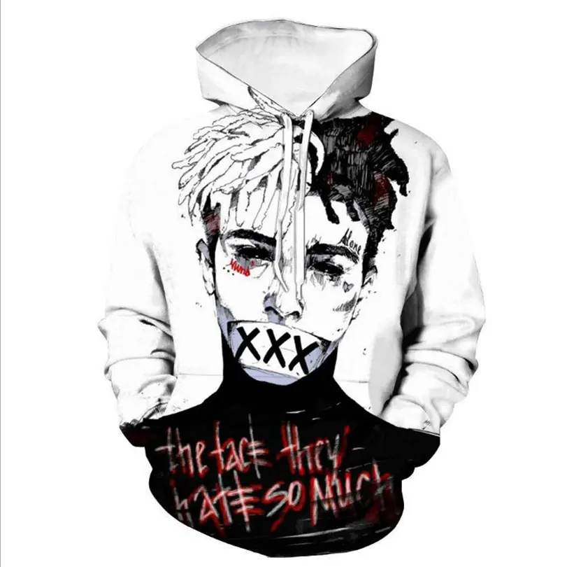 

2018 Explosions US rapper's digital printed 3D Hat Turtleneck European and American fashion casual