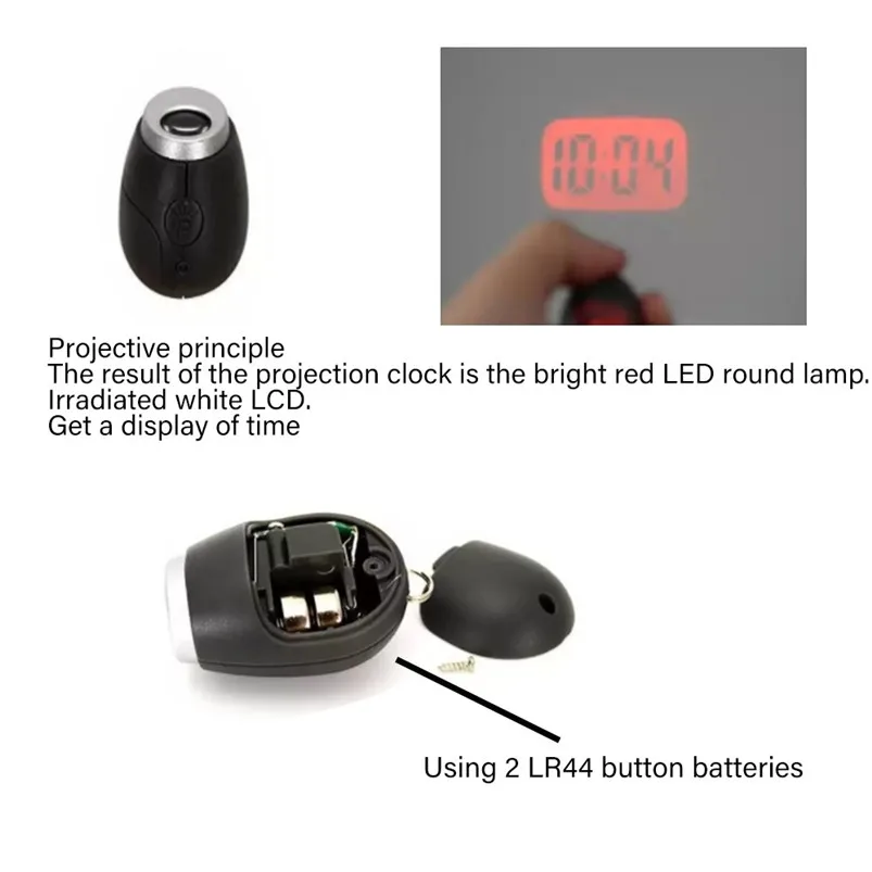 Digital Time Projection Clock Mini LED Watch Projector Flashlight Hanging Rope Small Portable Clock Lampe Zaklamp 35FY2107