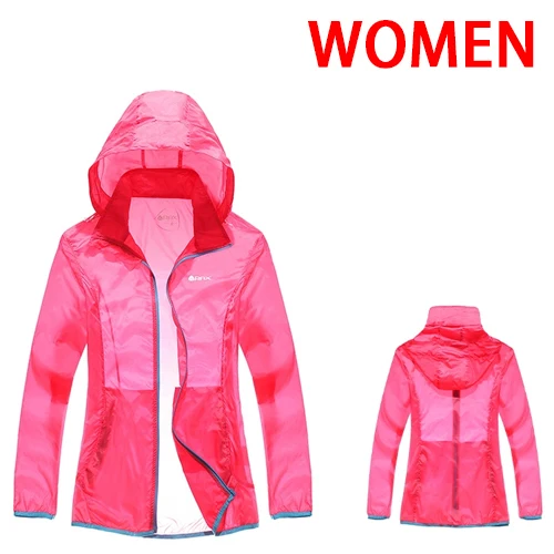 RAX, мужская, женская, водонепроницаемая, ветрозащитная куртка, защита от ультрафиолета, уличная куртка, дышащий, ультра-светильник, для походов, мужские куртки, ветровка для мужчин - Цвет: pink Jacket women