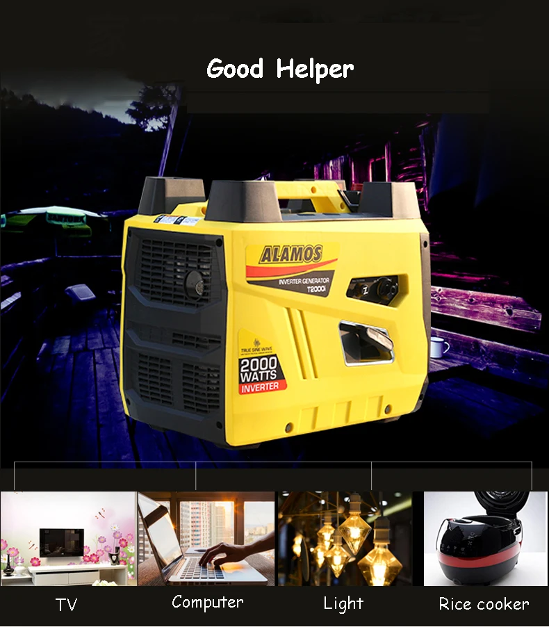 220V Inverter Generator Gasoline Power Generating Machine Silent Portable Micro Generator FDJ-2000