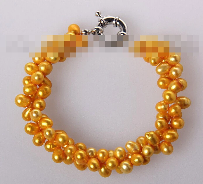 

free shipping 01000 2strands gold baroque freshwater cultured pearl bracelet