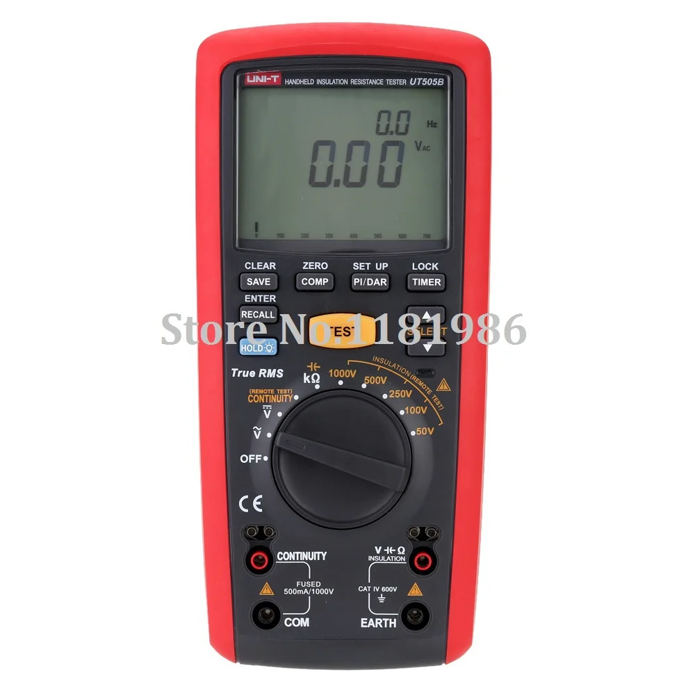 

UNI-T UT505B 1000V Digital Handheld True RMS Megger Insulation Resistance Meter Tester Multimeter Ohm Voltmeter Megohmmeter