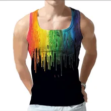 Топ для бодибилдинга Harajuku с 3D принтом краски для мужчин фитнес Singlet жилет без рукавов под рубашку плюс размер M-4XL