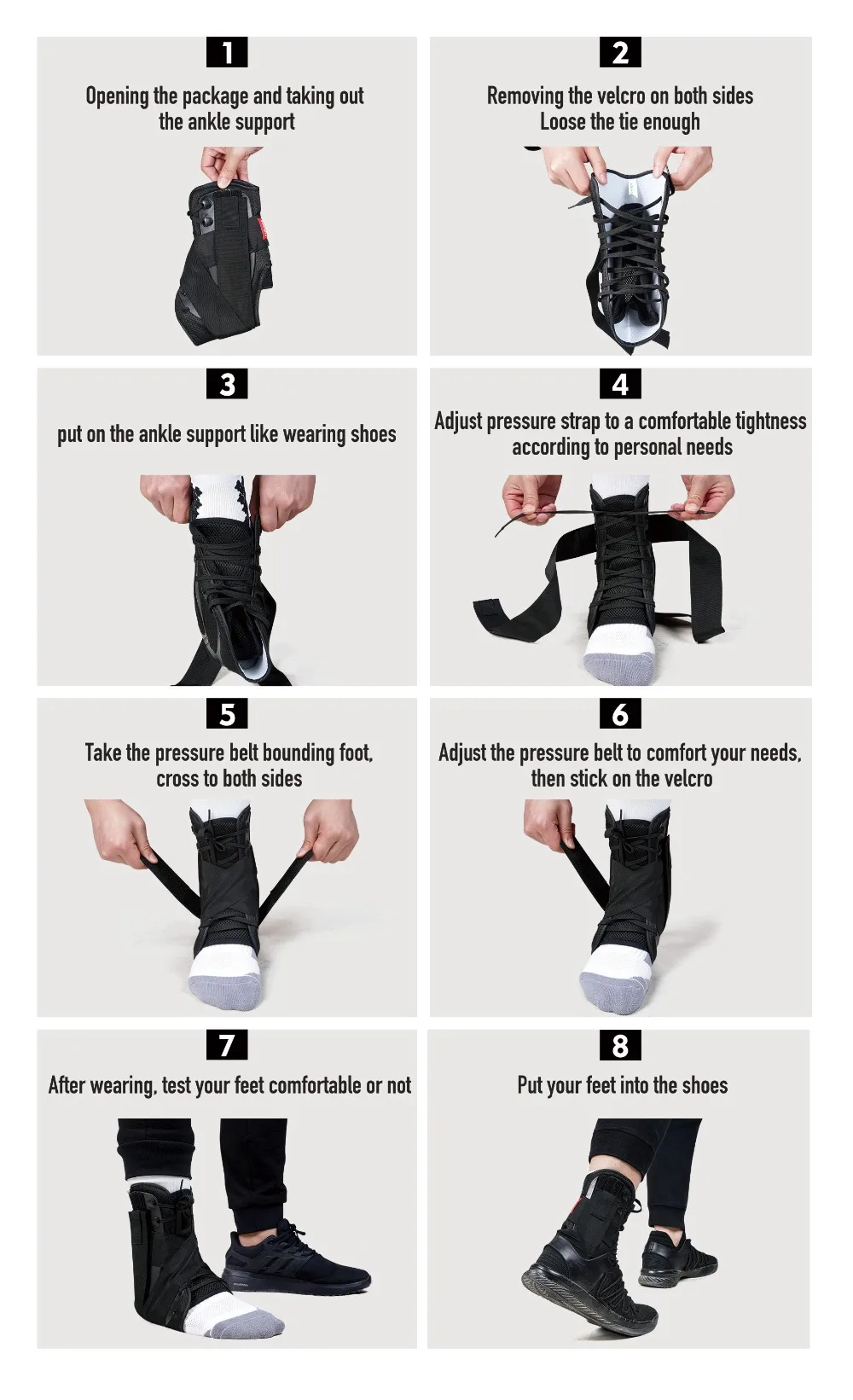 X-Large Kuangmi Ankle Brace Lace-up with Side Stabilizers Support Auxiliary Fixing Belt Strength Protector Single
