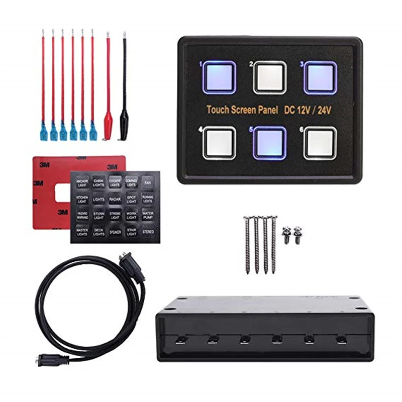  MICTUNING Advanced 6 In 1 Touch Screen Switch Panel DC12-24V 6 Gang LED Slim Touch Control Panel Bo - 32963116746