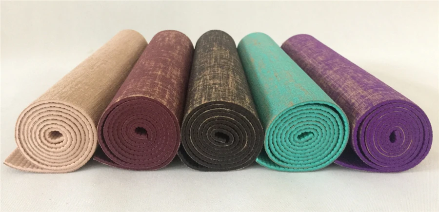 ПВХ льна yoga коврик джутовый Мат для йоги противоскольжения коврик для йоги из ПВХ yoga коврик 5 мм