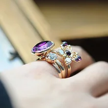 3pcs Midi Knuckle Rings Set Gold Hollow Crystal Butterfly Open Ring Adjustable Rhinestone Zircon Women Girls Mid Finger Jewelry