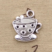 10 pçs encantos uma xícara de café 25x22mm antigo prata cor chapeado pingentes fazendo diy artesanal tibetano prata cor jóias