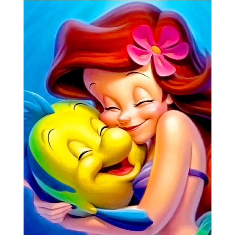 5D DIY Diamond Painting Cartoon Mermaid Ariel Cross Stitch Full Drill