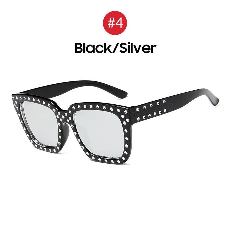 VIVIBEE Fashion Women Diamond Glasses Luxury Desinger Twinkle Sunglasses Fashion Shades for Women Vintage Square Sunglass - Цвет линз: 4 Black Silver