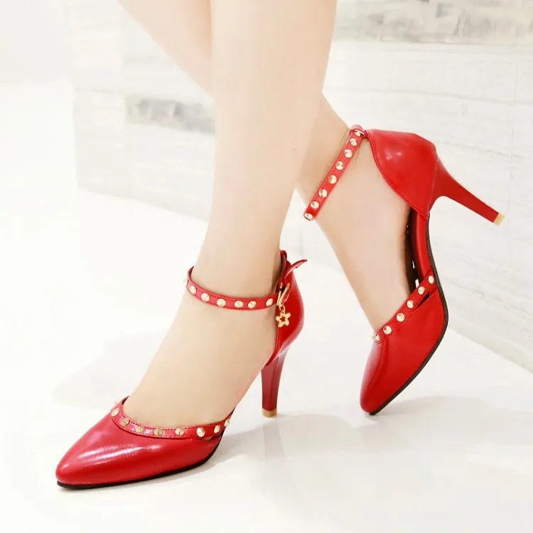 

Big Size 11 12 13 14 15 16 17 ladies high heels women shoes woman pumps Pointed cingulate The rivet Fine with Single shoes