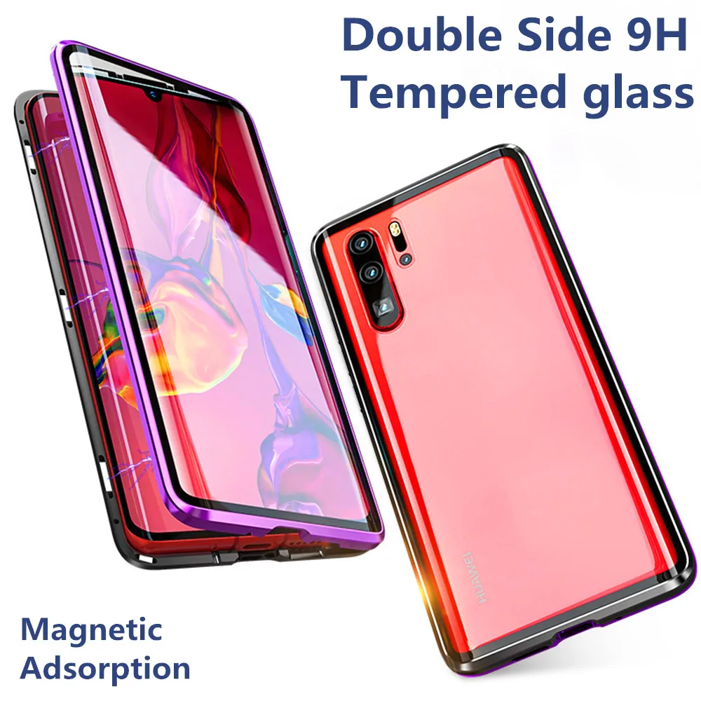 Легкий Магнитный чехол для huawei p20 lite nova 3e из закаленного стекла двойные боковые