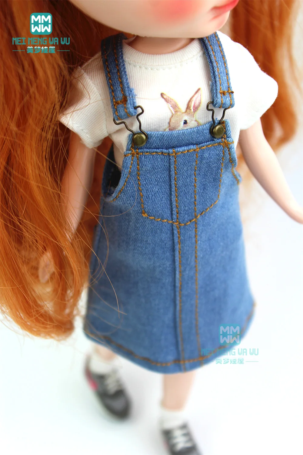 Одежда для куклы Blyth 1 шт. модное джинсовое платье на бретельках полосатые
