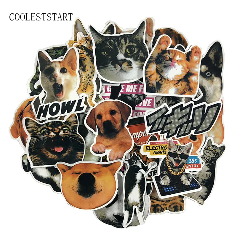 

33 Pcs/Set Cat And Dog Animal Sticker Laptop Suitcase Refrigerator Motorcycle Auto Accessories Toy Style Sticker